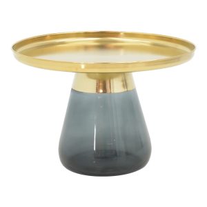 101 000124 2 2 Coffee tables Kunlo Inart 2 pieces set gold chrome-black glassIndoor furniture > Coffee tables