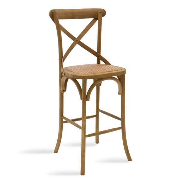 102 000006 7 Bar stool Reid pakoworld wood light walnut- brown rattanEASTER OFFERS