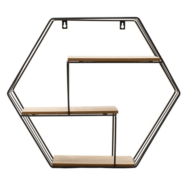 104 000002 7 Wall shelf Azira pakoworld black-oak color 50x10x44cmIndoor furniture > Home organization > Kitchen > Shelves