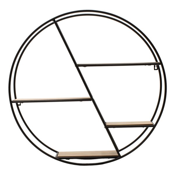 104 000004 10 Wall shelf Azira pakoworld metal in black-oak color 60x13x60cmEASTER OFFERS