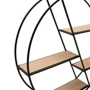 104 000004 3 7 Wall shelf Azira pakoworld metal in black-oak color 60x13x60cmEASTER OFFERS