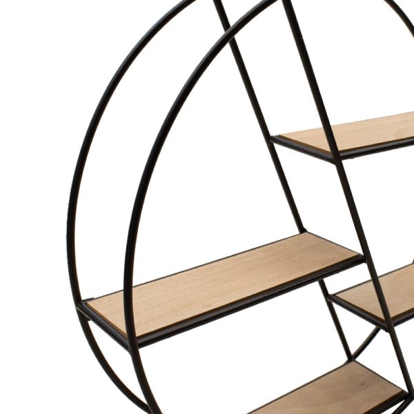 104 000004 3 7 Wall shelf Azira pakoworld metal in black-oak color 60x13x60cmEASTER OFFERS