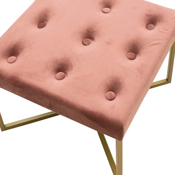 104 000007 2 8 Luisa pakoworld stool in dark rotten apple velvet - golden metal 40x40x30cmIndoor furniture > Stools