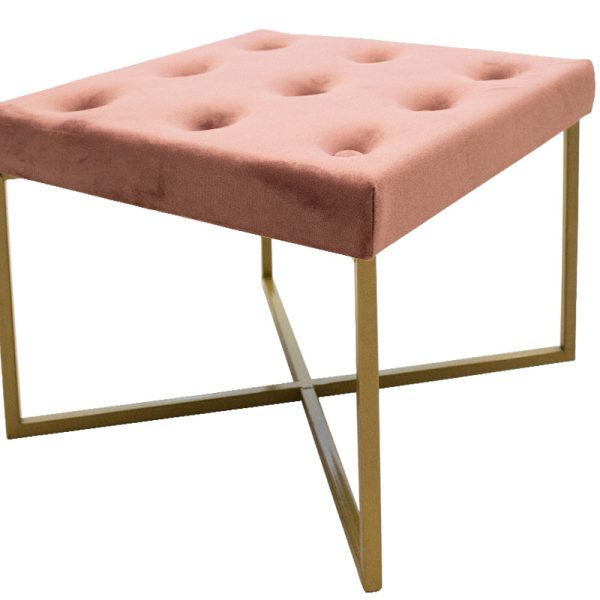 104 000007 3 8 Luisa pakoworld stool in dark rotten apple velvet - golden metal 40x40x30cmIndoor furniture > Stools