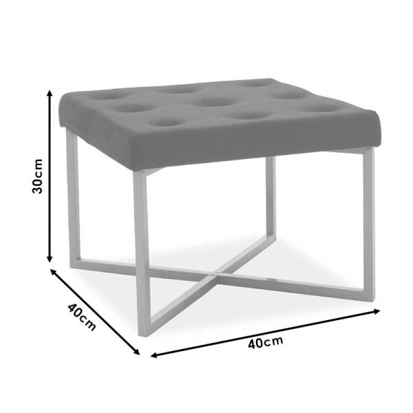 104 000007 4 8 Luisa pakoworld stool in dark rotten apple velvet - golden metal 40x40x30cmIndoor furniture > Stools