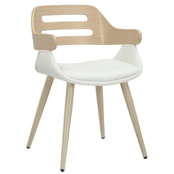 106 000030 Armchair Valeria pakoworld PU white-leg naturalIndoor furniture > Armchairs