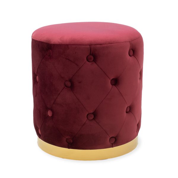 110 000006 3 Cora pakoworld stool dark red velvet - golden metal 40x40x42cmSPRING OFFERS