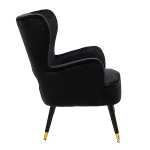 110 000025 2 3 Armchair Lark pakoworld in black velvet 65x74x90cmSPRING OFFERS