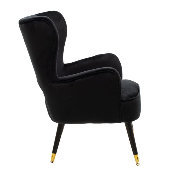 110 000025 2 3 Armchair Lark pakoworld in black velvet 65x74x90cmSPRING OFFERS
