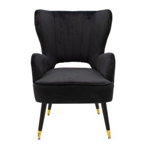 110 000025 3 3 Armchair Lark pakoworld in black velvet 65x74x90cmSPRING OFFERS