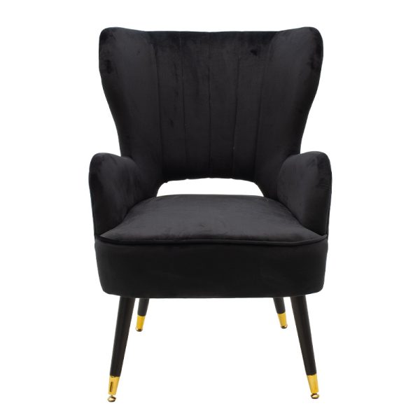 110 000025 3 3 Armchair Lark pakoworld in black velvet 65x74x90cmSPRING OFFERS
