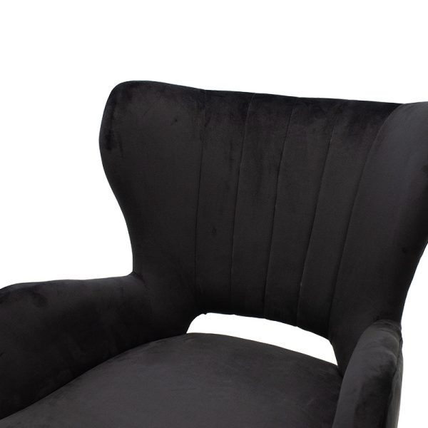 110 000025 4 3 Armchair Lark pakoworld in black velvet 65x74x90cmSPRING OFFERS