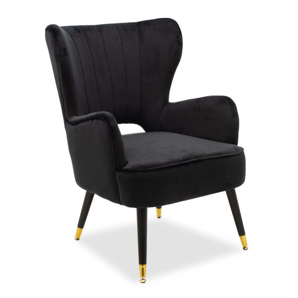 110 000025 6 Armchair Lark pakoworld in black velvet 65x74x90cmSPRING OFFERS