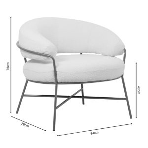 110 000057 4 2 Armchair Malu pakoworld boucle cream-golden metal leg 84x79x76cmIndoor furniture > Living room armchairs