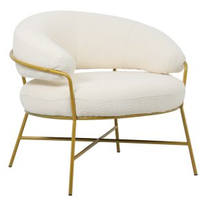110 000057 5 Armchair Malu pakoworld boucle cream-golden metal leg 84x79x76cmIndoor furniture > Living room armchairs