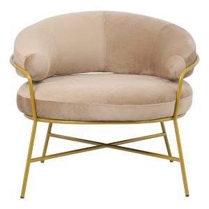 110 000058 2 3 Armchair Malu pakoworld velvet beige-golden metal leg 84x79x76cmIndoor furniture > Living room armchairs
