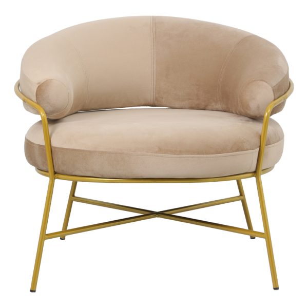 110 000058 2 3 Armchair Malu pakoworld velvet beige-golden metal leg 84x79x76cmIndoor furniture > Living room armchairs