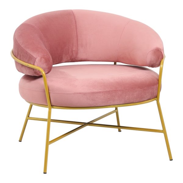 110 000059 5 Armchair Malu pakoworld velvet rotten apple-golden metal leg 84x79x76cmSPRING OFFERS