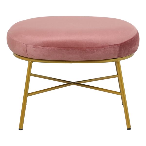 110 000065 2 3 Stool Susanna pakoworld velvet rotten apple-golden metal leg 56x47x40cmIndoor furniture > Stools