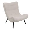 110 000081 12 Silla pakoworld boucle fabric armchair with footstool in white color 97x80x100cmIndoor furniture > Living room armchairs
