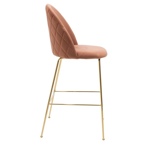 112 000020 2 2 Stool bar Ruth pakoworld metal golden gloss with roten apple velvetEASTER OFFERS