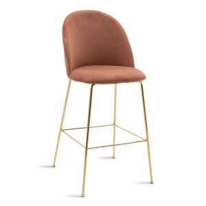 112 000020 5 Stool bar Ruth pakoworld metal golden gloss with roten apple velvetEASTER OFFERS