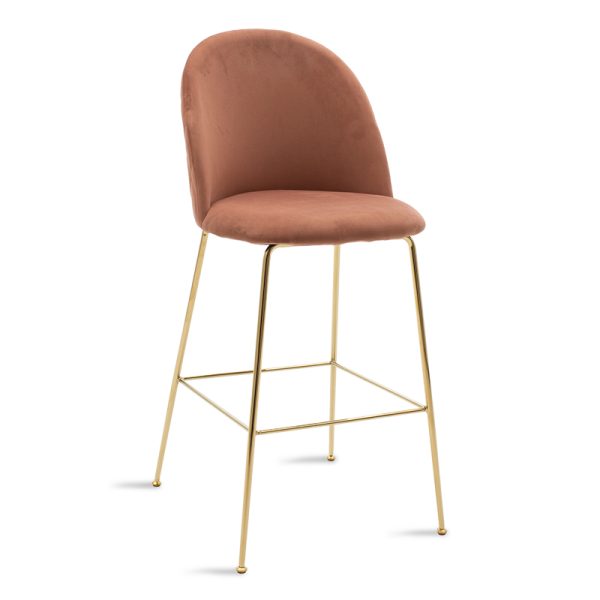 112 000020 5 Stool bar Ruth pakoworld metal golden gloss with roten apple velvetEASTER OFFERS