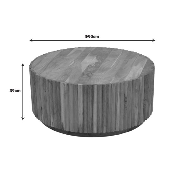113 000045 3 3 Drump pakoworld coffee table solid acacia wood in natural shade D90x39cmBOHO CHIC > Coffee Tables