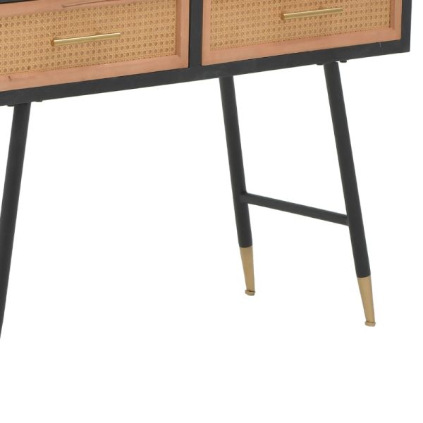 115 003172 2 2 Console Hasmia Inart natural-black wood-metal 110x35x76cmIndoor furniture > Entrance furniture