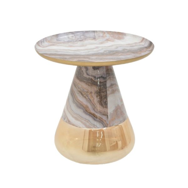 115 003178 3 Coffe table Boundar Inart grey-gold metal-glass D50x49cmIndoor furniture > Coffee tables