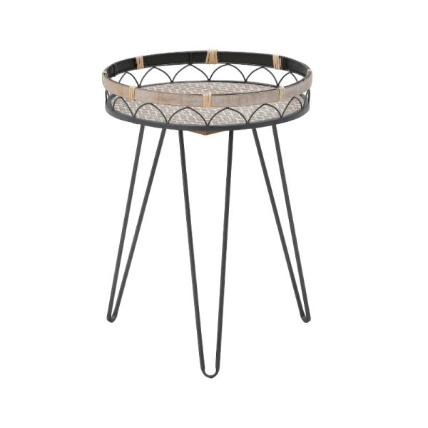 115 003181 3 Coffe table Erzmo Inart natural-black metal-wood D40x56cmIndoor furniture > Coffee tables