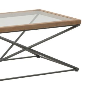 115 003185 2 2 Coffee table Cena Inart black-natural metal-glass-wood 121x61x45cmIndoor furniture > Coffee tables