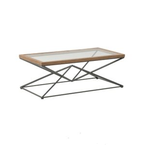 115 003185 3 Coffee table Cena Inart black-natural metal-glass-wood 121x61x45cmIndoor furniture > Coffee tables