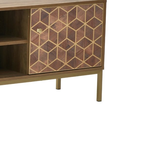 115 003189 2 3 TV cabinet Brilo Inart brown-gold wood 145x39x55cmIndoor furniture > TV stands