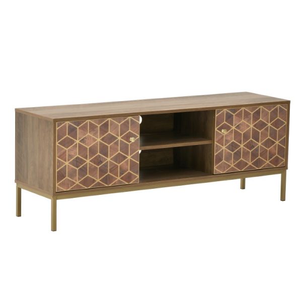 115 003189 4 TV cabinet Brilo Inart brown-gold wood 145x39x55cmIndoor furniture > TV stands