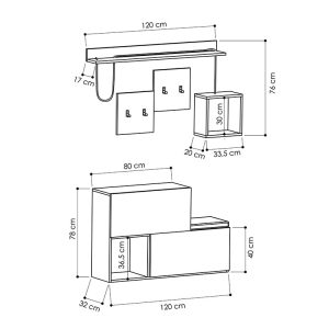 119 000667 3 7 Entrance furniture-shoe cabinet HOLDON pakoworld in anthracite-natural colour with a capacity of 12 pairs 120x36.5x87cmIndoor furniture > Entrance furniture