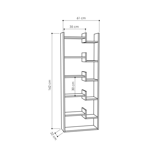119 000770 2 3 Bookcase Oppa pakoworld bookcase dark oak - antracite 61x22x162cmIndoor furniture > Bookshelves