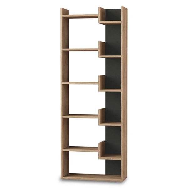 119 000770 4 Bookcase Oppa pakoworld bookcase dark oak - antracite 61x22x162cmIndoor furniture > Bookshelves