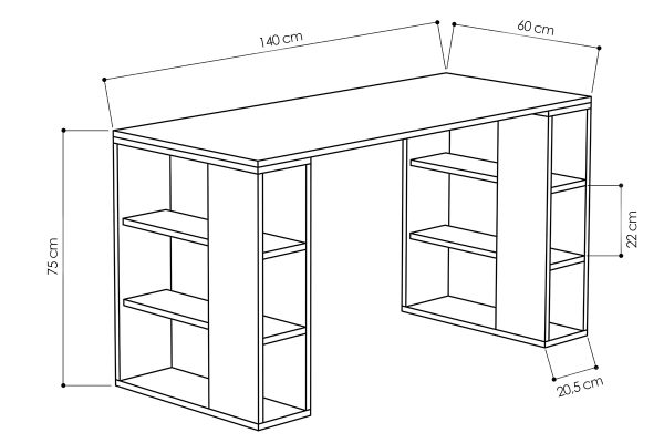 119 000797 2 3 Working Table Colmar pakoworld in white - dark oak 140x60x75cmOffice furniture > Working desk