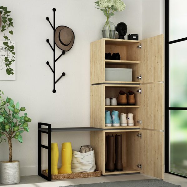119 001066 2 5 Mello pakoworld Hallway stand in oak - anthracite color 109x39x149cmIndoor furniture > Entrance furniture