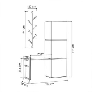 119 001066 3 5 Mello pakoworld Hallway stand in oak - anthracite color 109x39x149cmIndoor furniture > Entrance furniture
