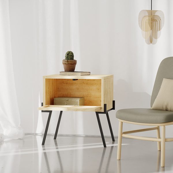 119 001093 2 2 Nightstand Hamer pakoworld black-natural 48x34x51cmIndoor furniture > Bedside tables
