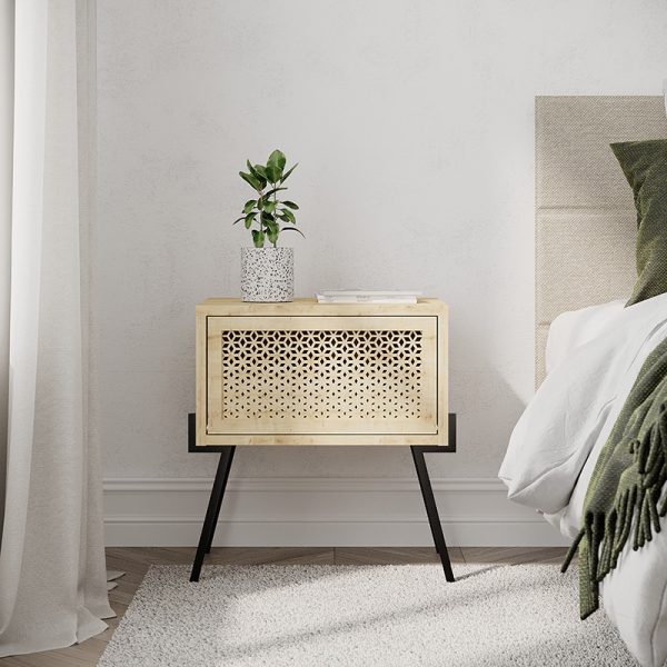119 001093 3 2 Nightstand Hamer pakoworld black-natural 48x34x51cmIndoor furniture > Bedside tables