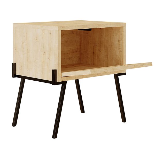 119 001093 4 2 Nightstand Hamer pakoworld black-natural 48x34x51cmIndoor furniture > Bedside tables