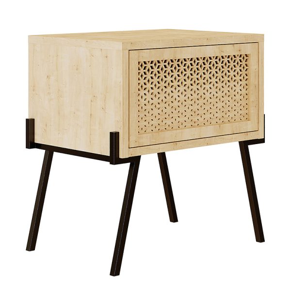 119 001093 5 Nightstand Hamer pakoworld black-natural 48x34x51cmIndoor furniture > Bedside tables