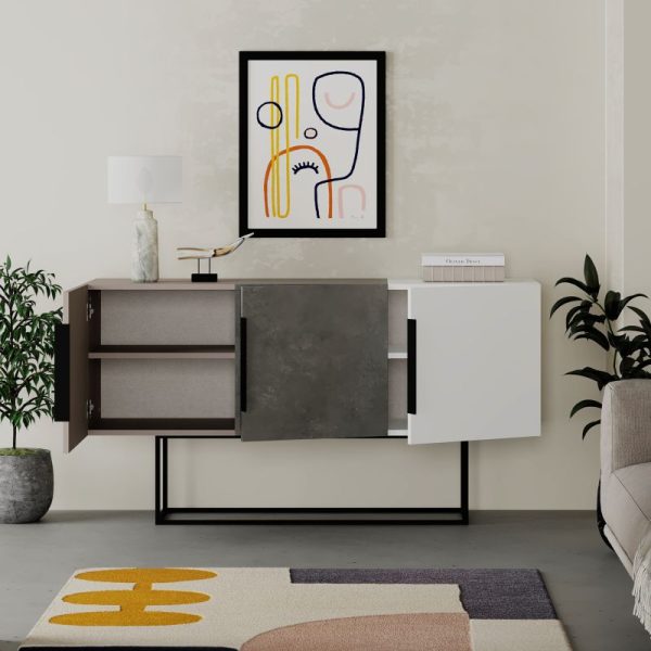 119 001109 2 5 Buffet Estella pakoworld gray antique-mocha-white 150x42x79.5cmIndoor furniture > Buffets