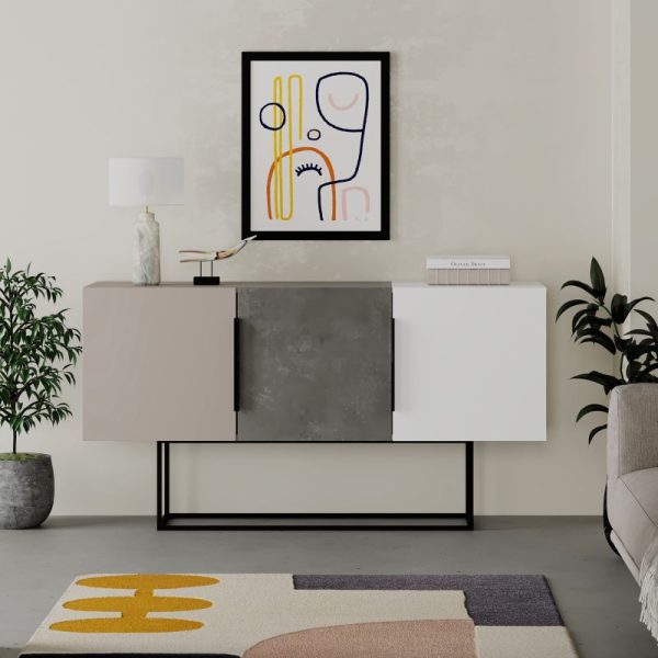 119 001109 3 5 Buffet Estella pakoworld gray antique-mocha-white 150x42x79.5cmIndoor furniture > Buffets