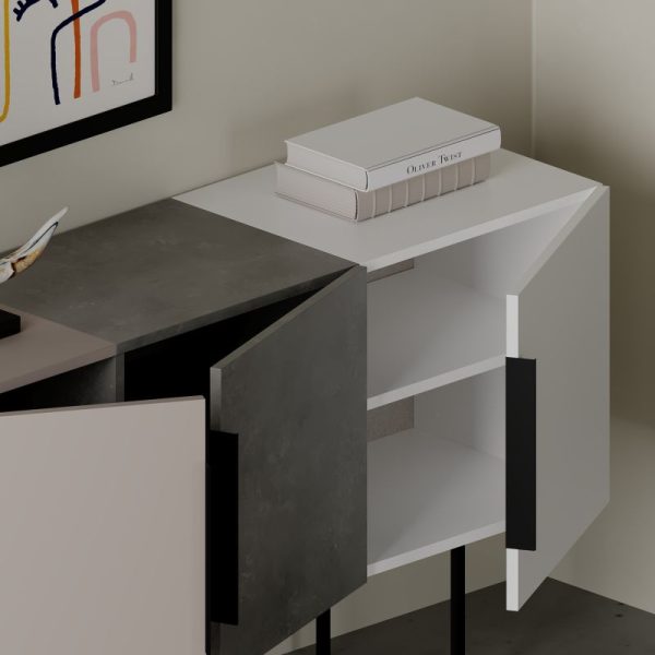 119 001109 4 5 Buffet Estella pakoworld gray antique-mocha-white 150x42x79.5cmIndoor furniture > Buffets
