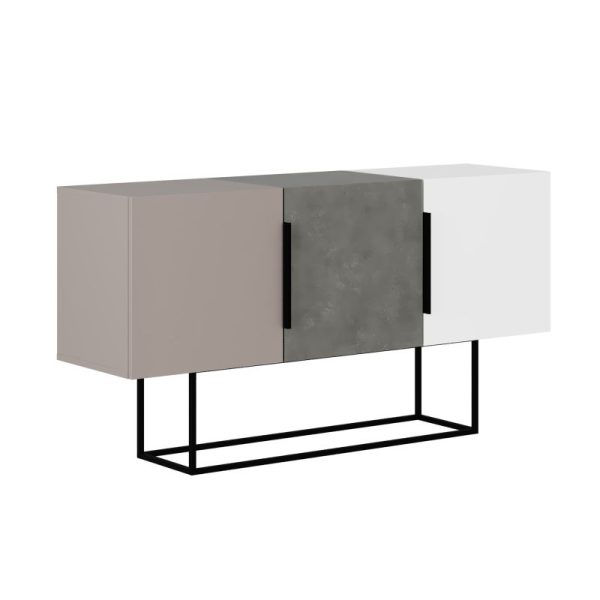 119 001109 8 Buffet Estella pakoworld gray antique-mocha-white 150x42x79.5cmIndoor furniture > Buffets