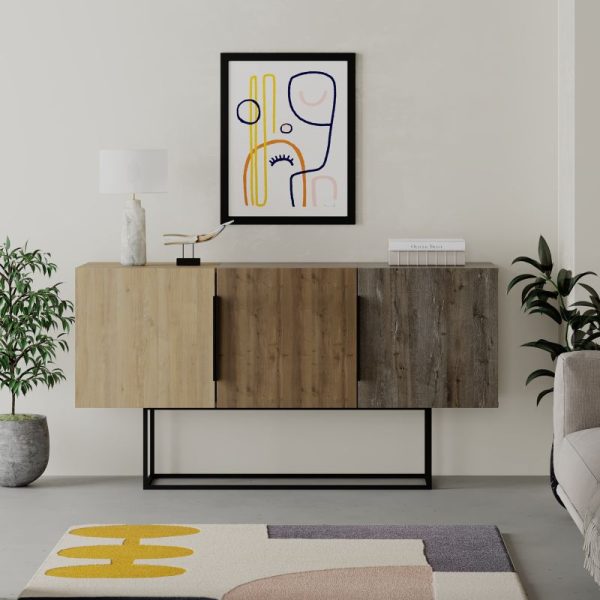 119 001110 3 7 Buffet Estella pakoworld natural-walnut 150x42x79.5cmIndoor furniture > Buffets